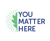 Half leaf and rays next to the words You Matter Here